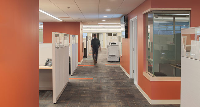 Image of interior of Neighborhood Health Plan offices at former Citizens Bank offices in Smithfield